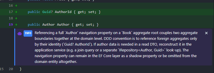 AI review suggestions on selected Git changes