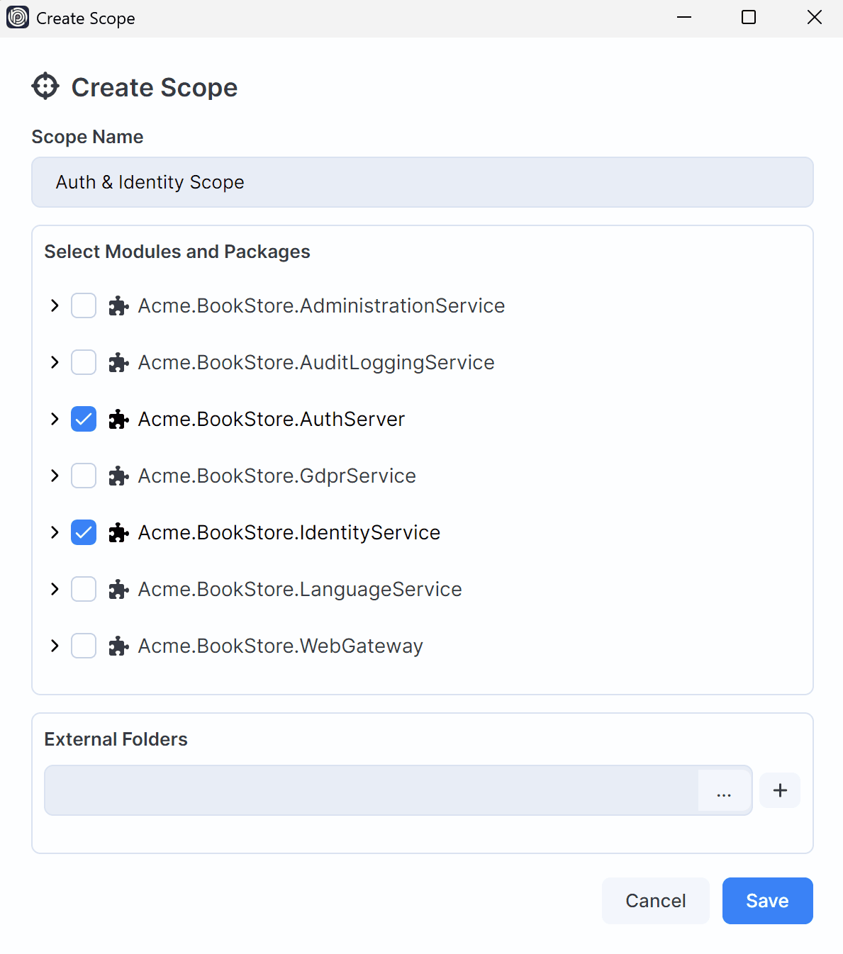 Auth and Identity scope configuration in ABP Studio
