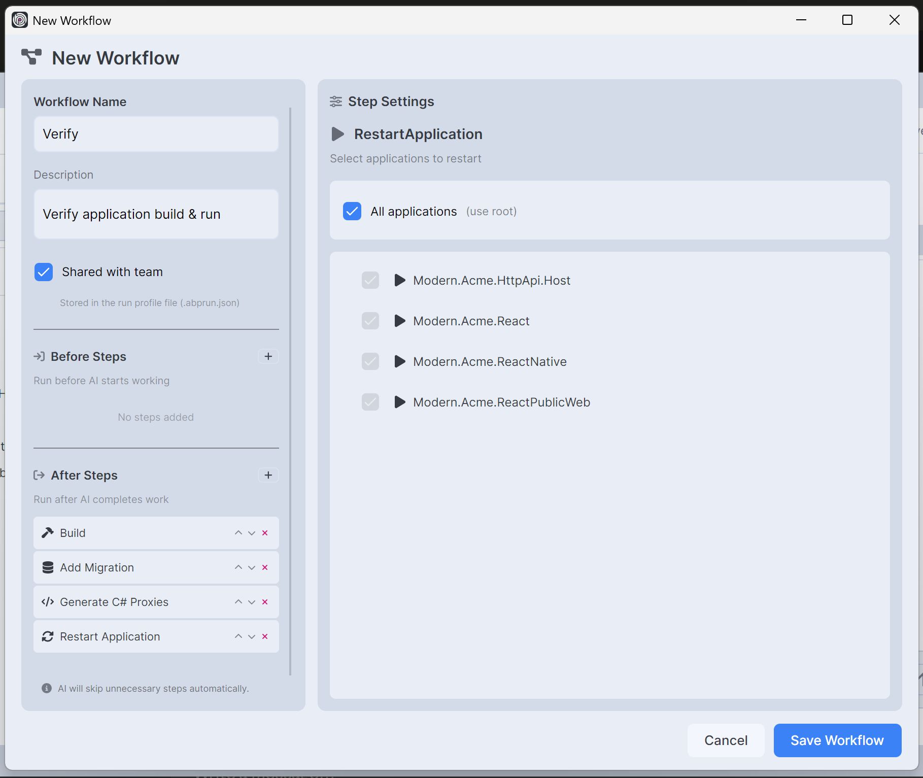 ABP Studio AI Agent Workflows overview