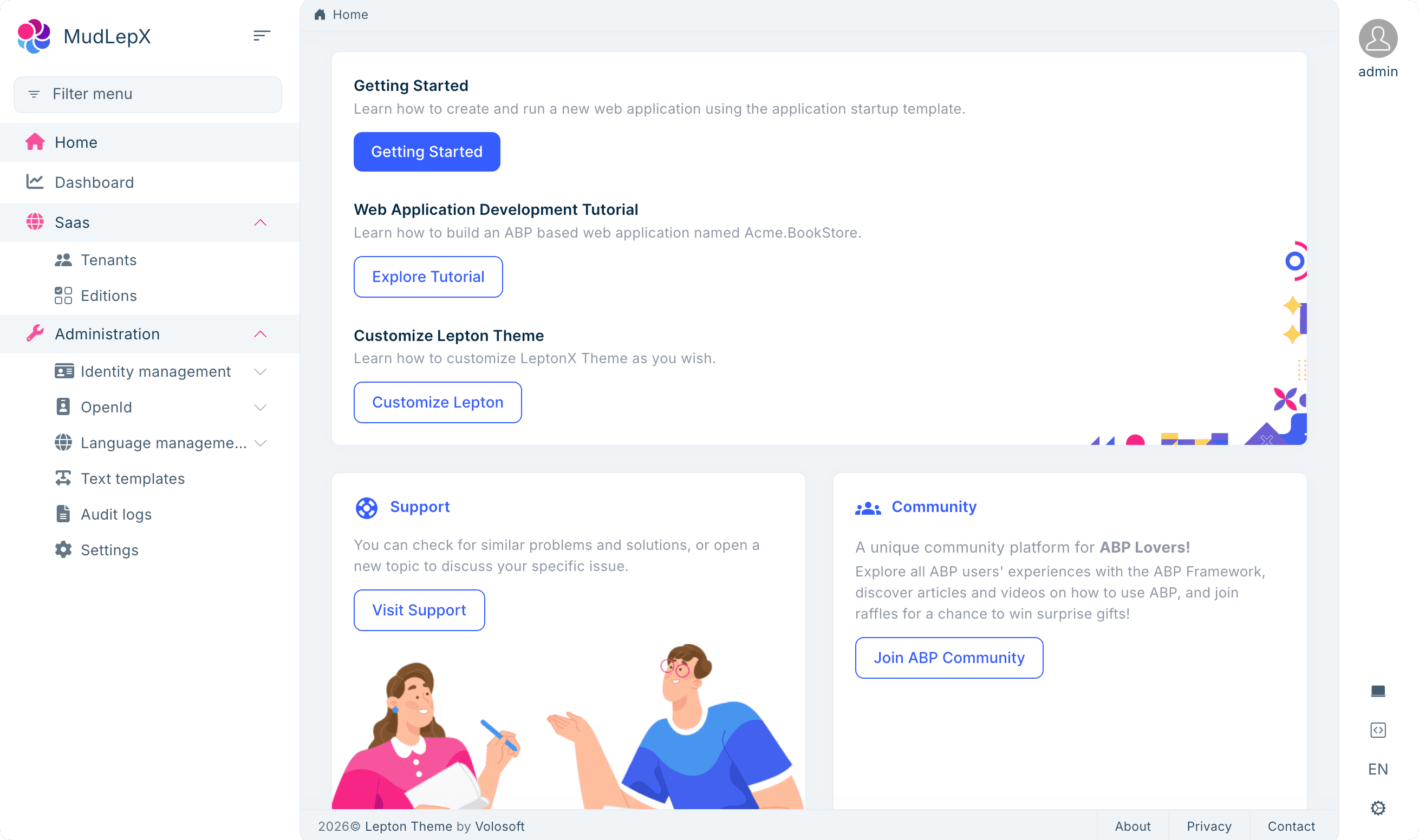 LeptonX MudBlazor Dashboard