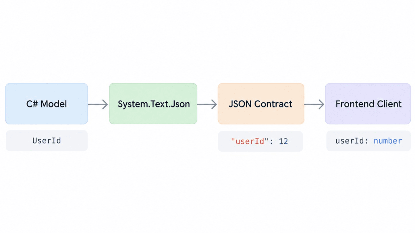C# model to JSON contract and frontend client flow