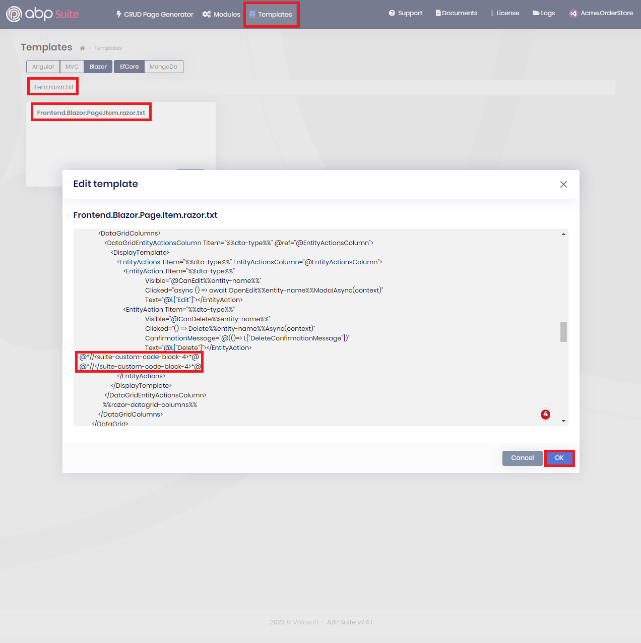 Customizing the Generated Code | ABP.IO Documentation