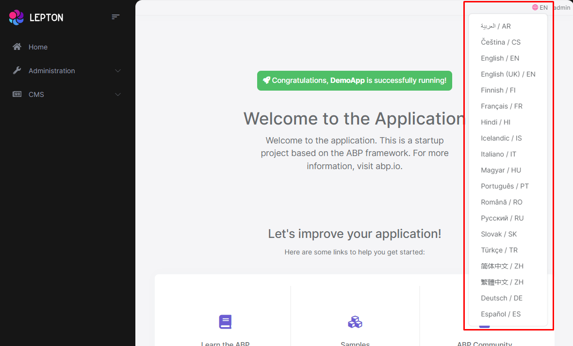 LeptonX Lite Angular UI | ABP.IO Documentation