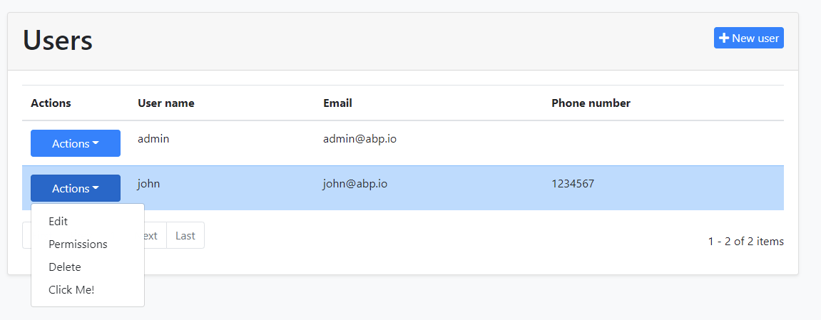 Entity Action Extensions for Blazor UI | ABP.IO Documentation