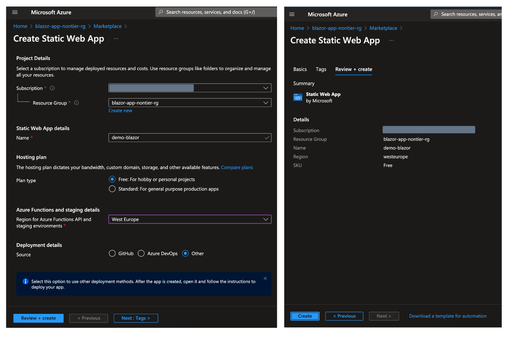 Create Web App