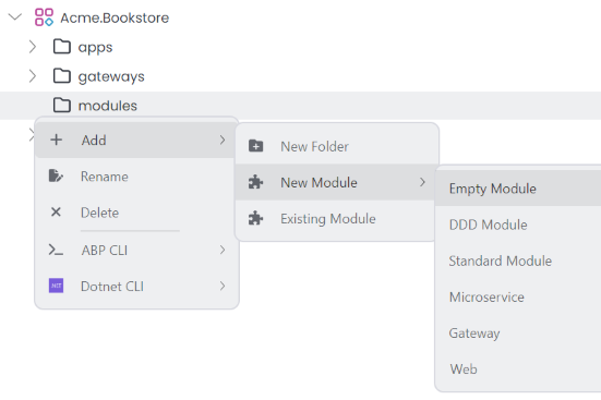 ABP Studio: Solution Explorer | ABP.IO Documentation