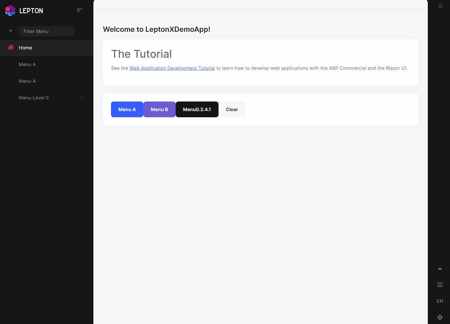 leptonx selected menu item