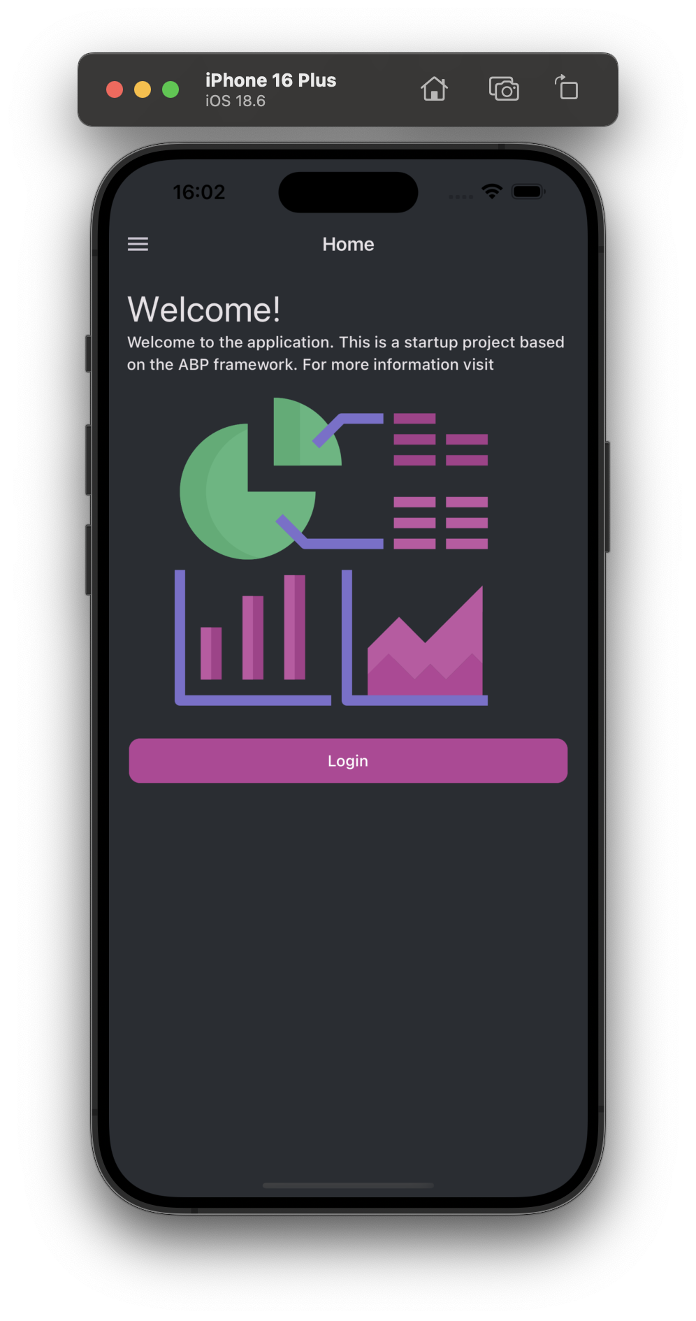 React Native login screen on iPhone 11