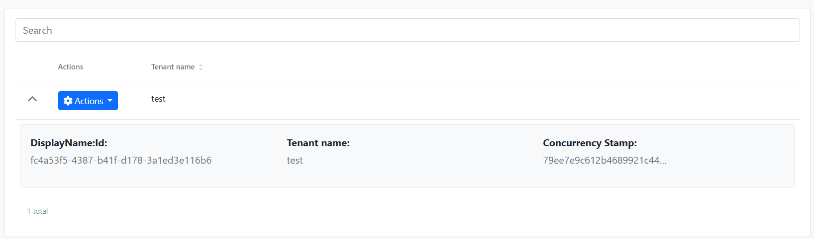 Extensible Table Row Detail Example