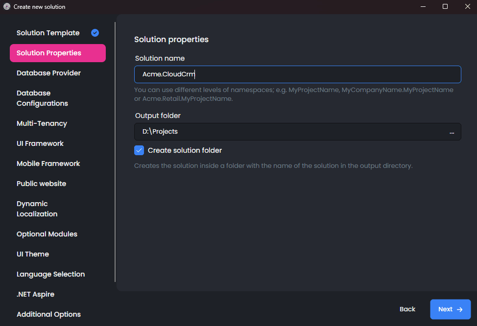 abp-studio-new-microservice-solution-dialog-properties