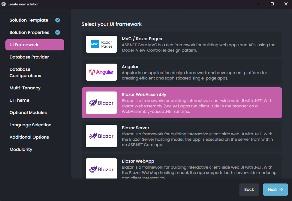 abp-studio-new-solution-dialog-ui-framework-blazor-wasm