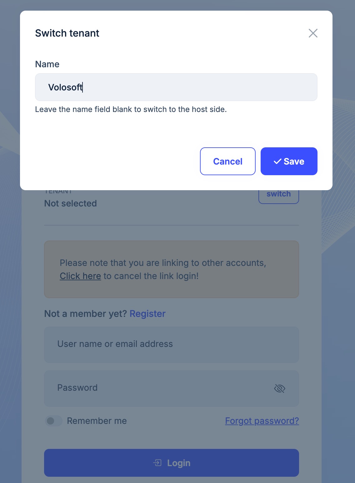 linkedaccountloginmulti-tenancy