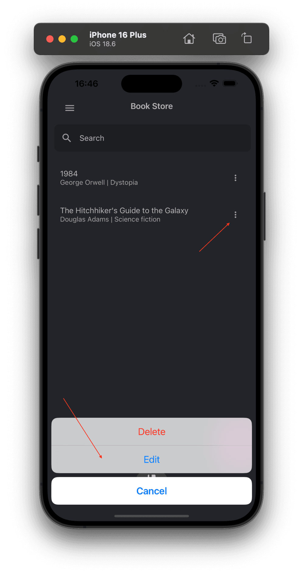Book List With Options
