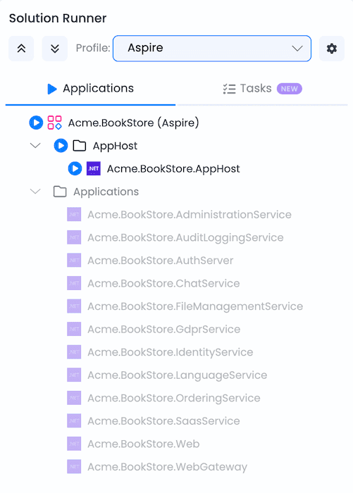 Solution Runner with Aspire