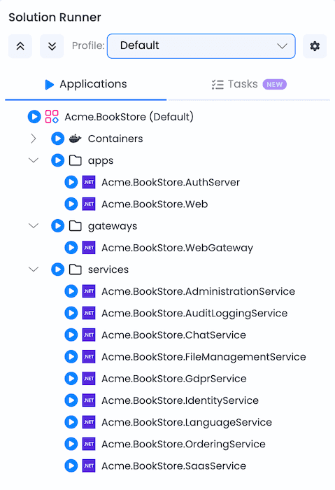 Solution Runner without Aspire