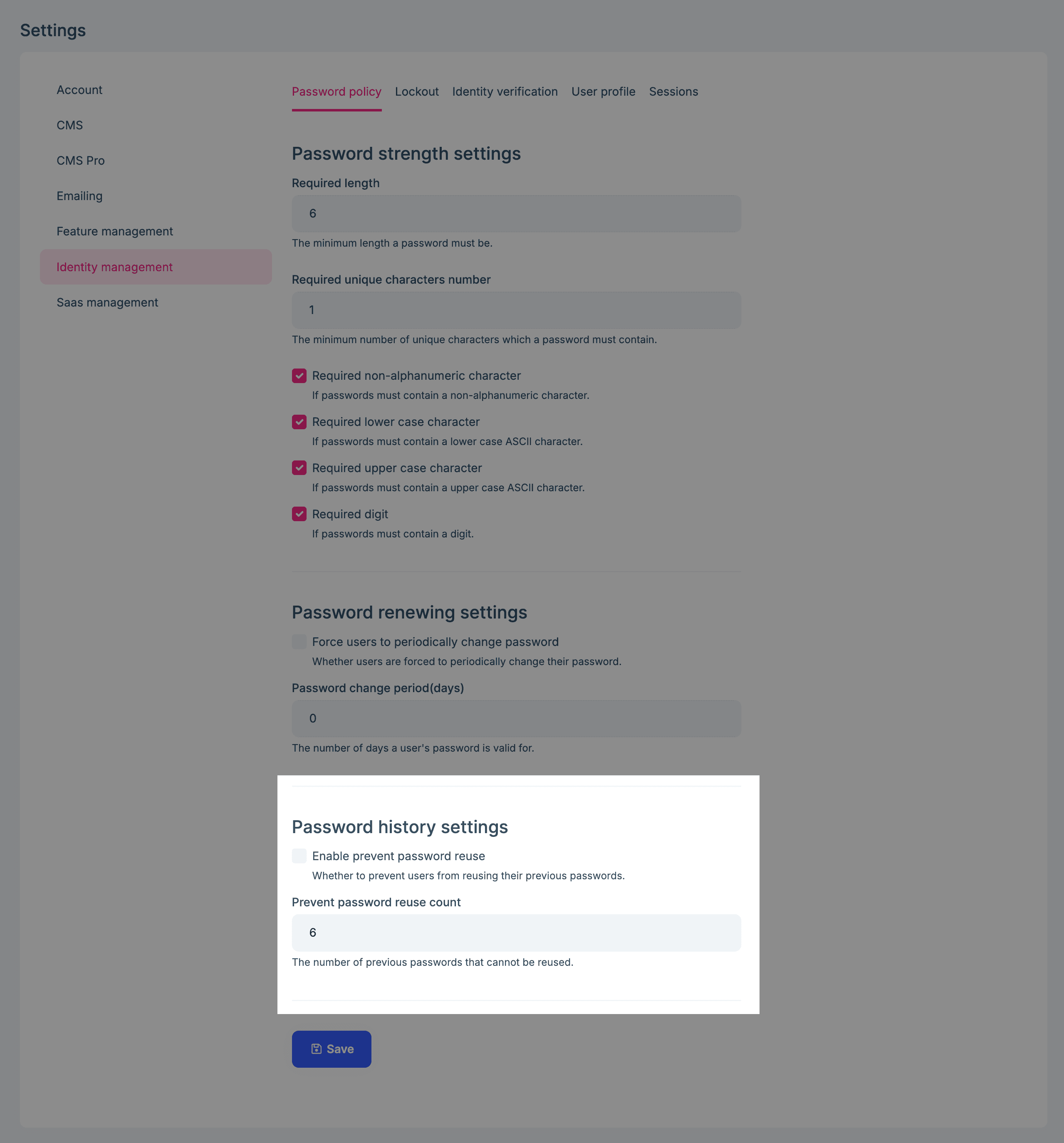 identity-pro-module-password-history-settings