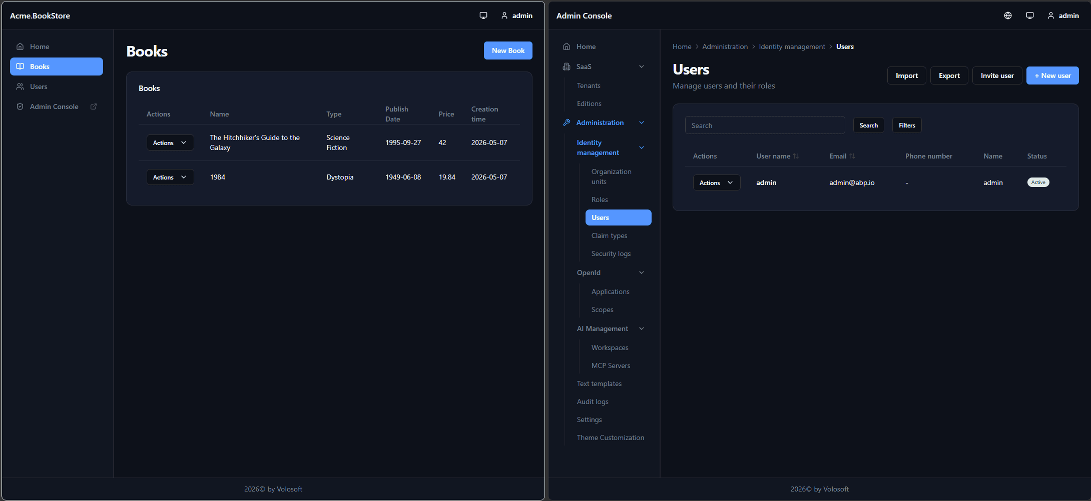 React UI & Admin Console