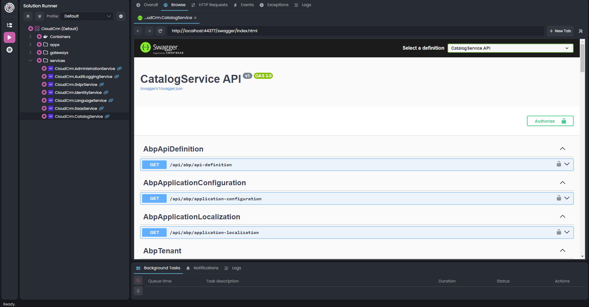 abp-studio-browser-catalog-service-swagger-ui