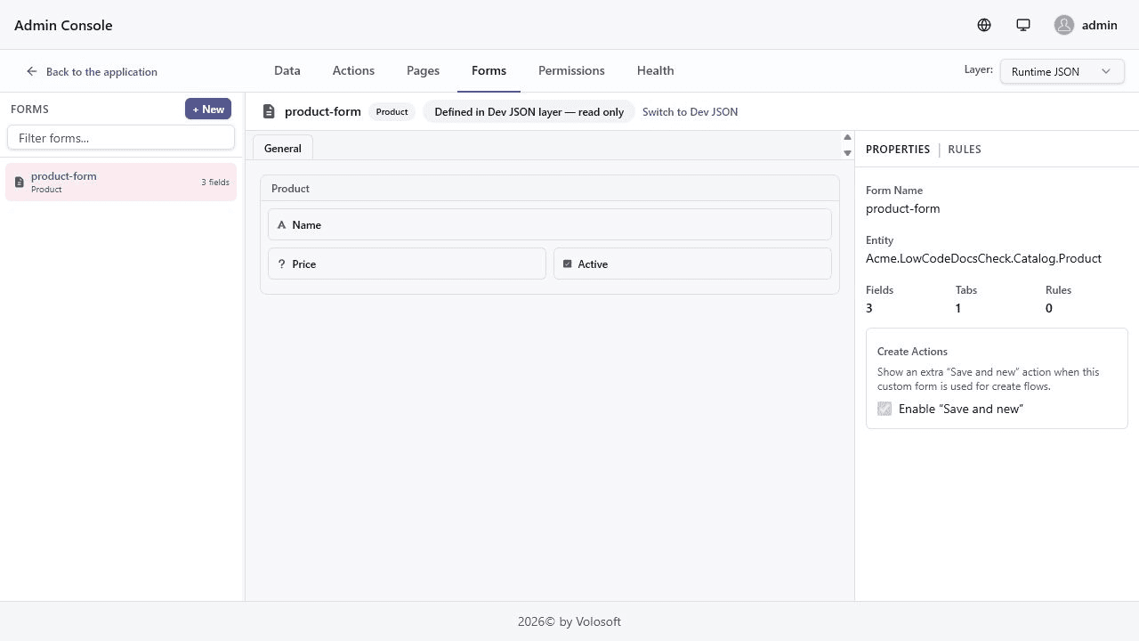 Form setup
