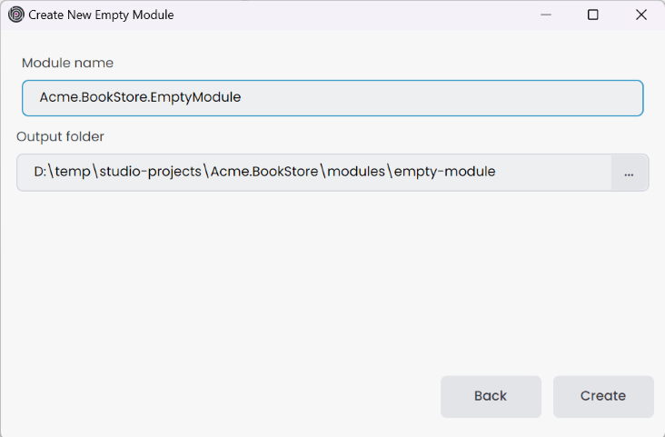 Empty Module Frame ABP Studio: Solution Explorer | ABP.IO Documentation