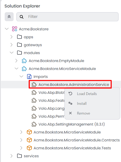ABP Studio: Solution Explorer | ABP.IO Documentation