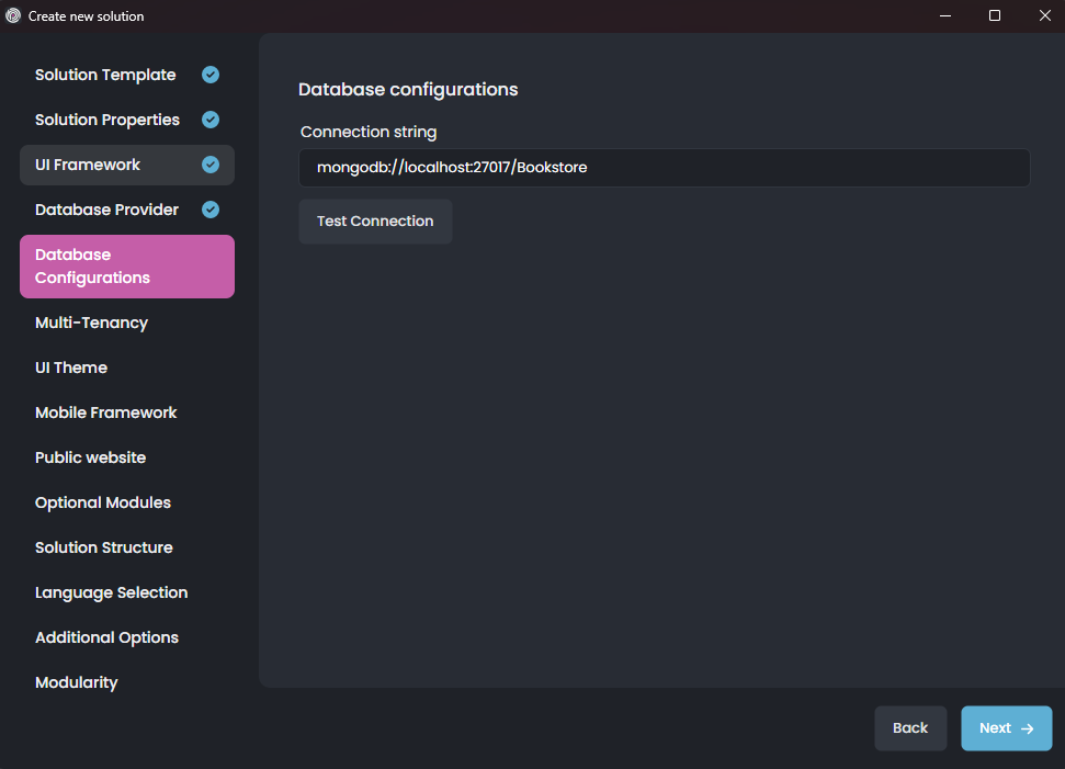 abp-studio-new-solution-dialog-database-configurations