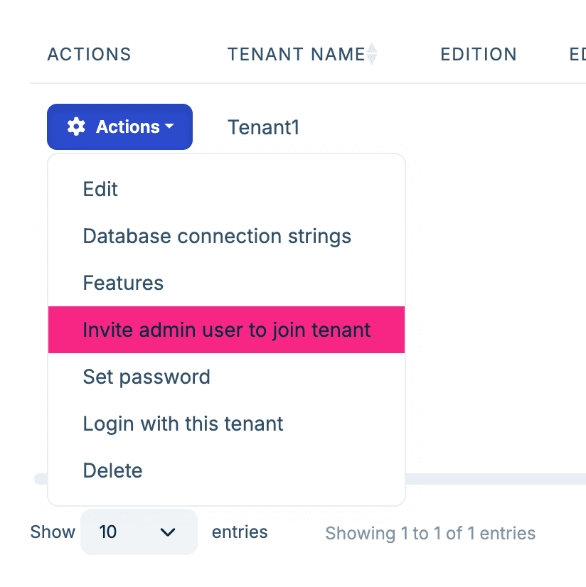 Invite tenant admin user