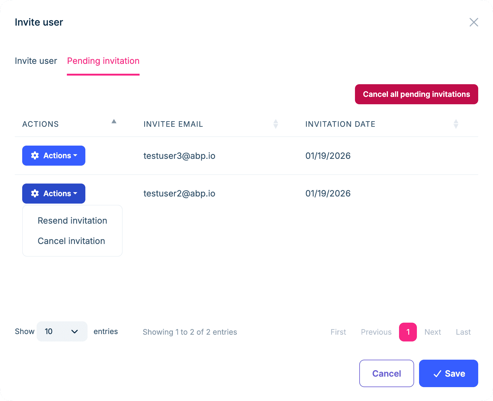 Manage Invitations