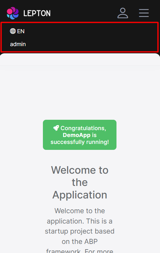 Mobile user menu component