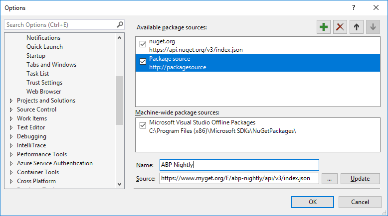 visual studio package manager console switch