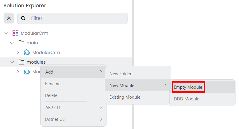 abp-studio-add-new-empty-module