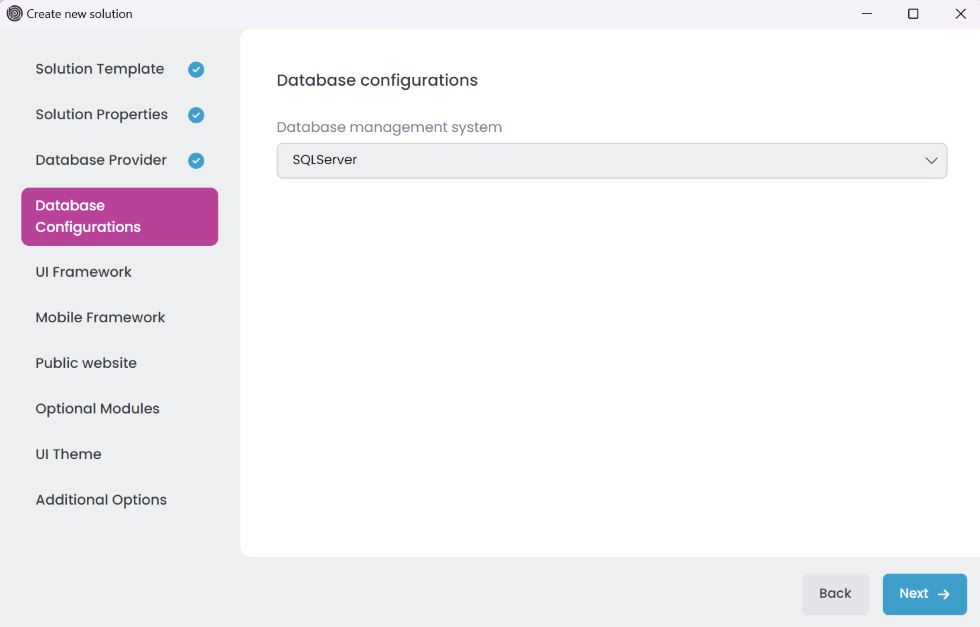 abp-studio-new-solution-dialog-database-configurations