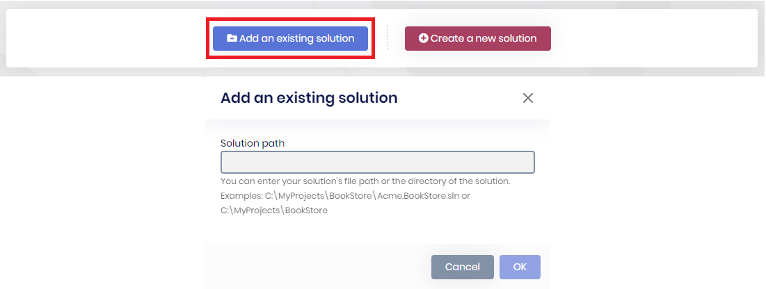 Add an existing solution