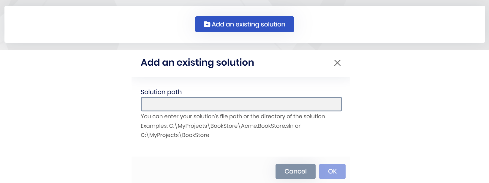 Add an existing solution