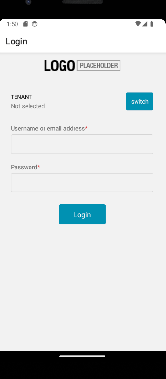 React Native login screen on iPhone 11