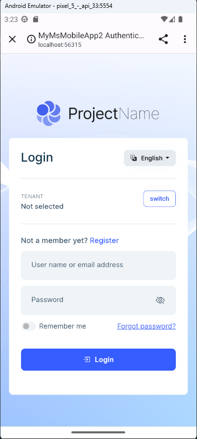 mobile-application-login-page