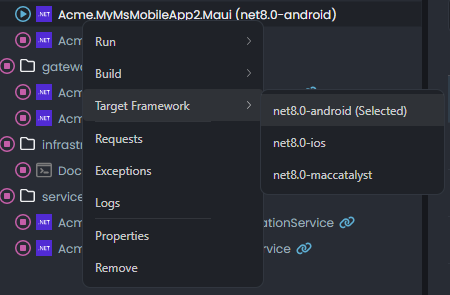 ABP Studio MAUI Target Framework