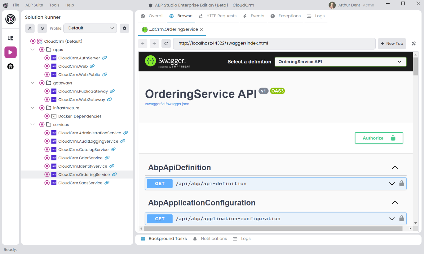 abp-studio-browse-ordering-service