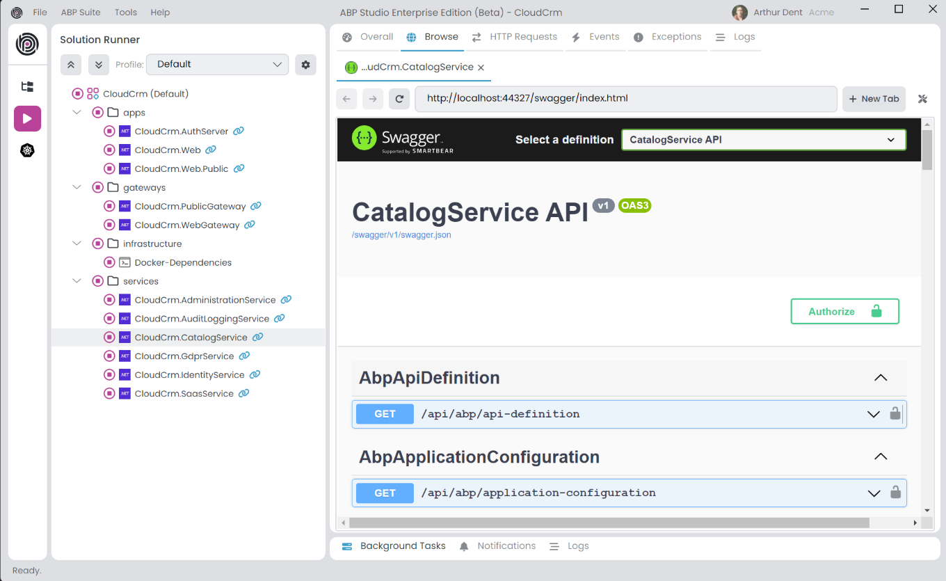 abp-studio-browser-catalog-service-swagger-ui