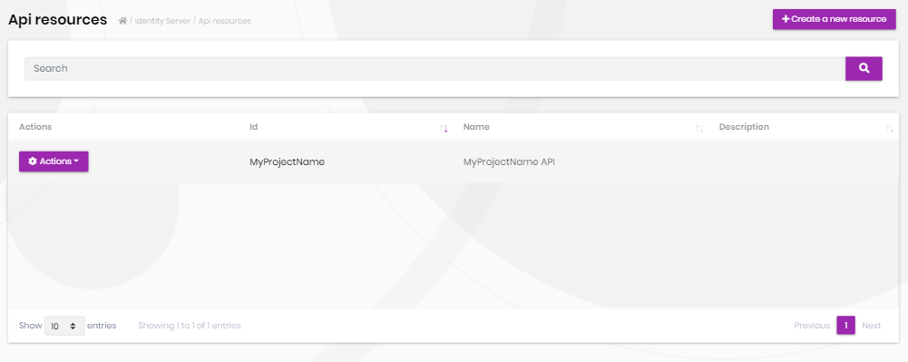 identity-server-api-resources-page
