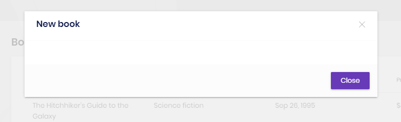 Empty modal for new book