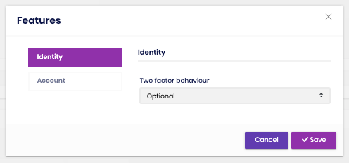 tenant-features modal