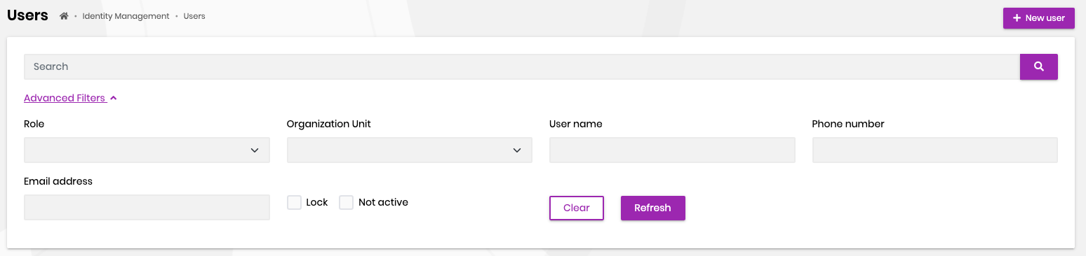 ABP Angular UI Users Page with Advanced Entity Filters with form