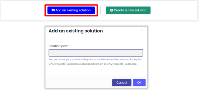 Add an existing solution