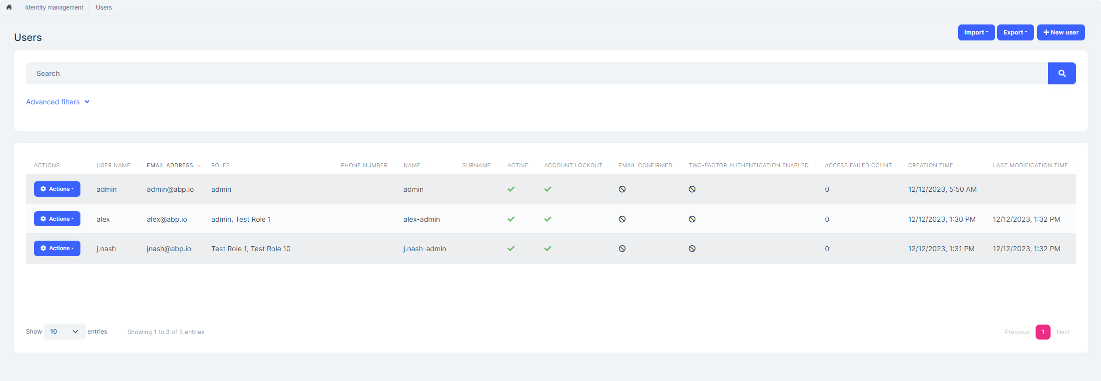 Identity module | ABP.IO Documentation