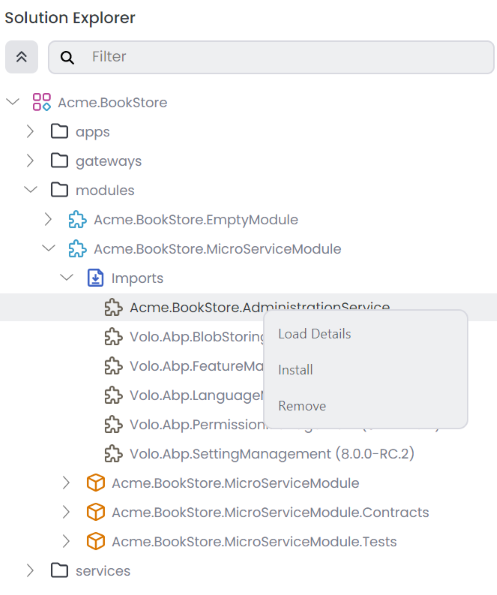 ABP Studio: Solution Explorer | ABP.IO Documentation