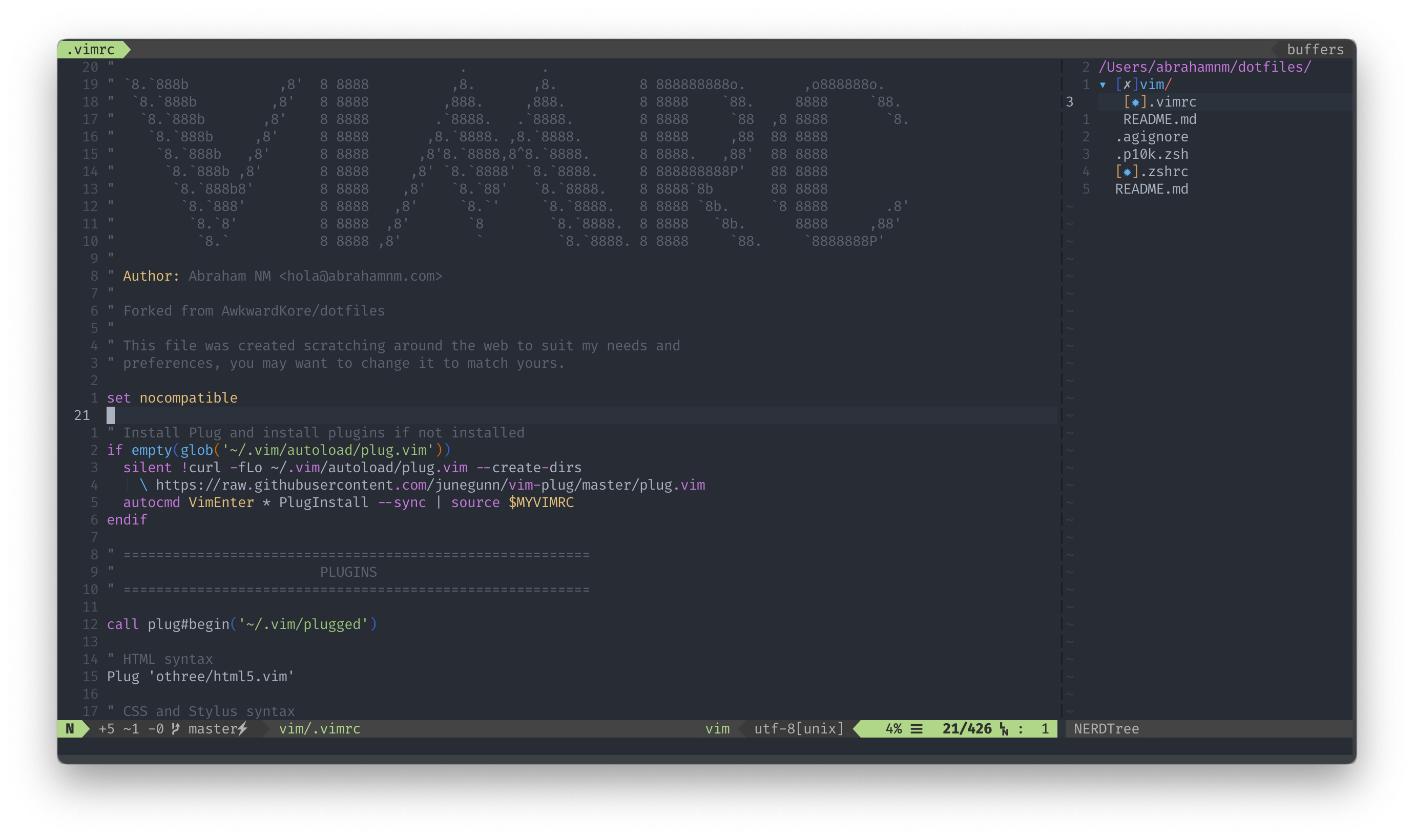 .vimrc in vim