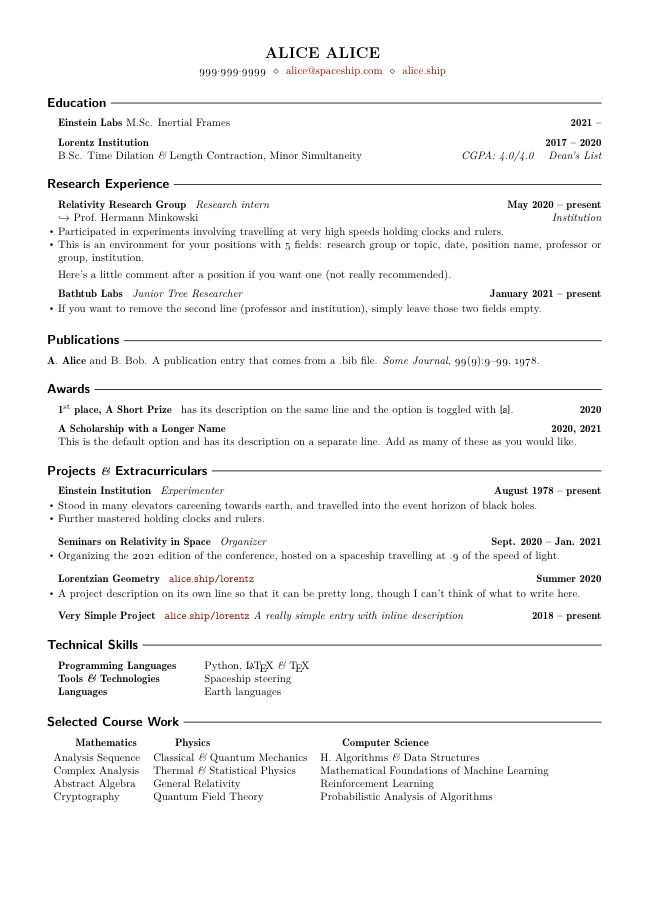 latex resume template