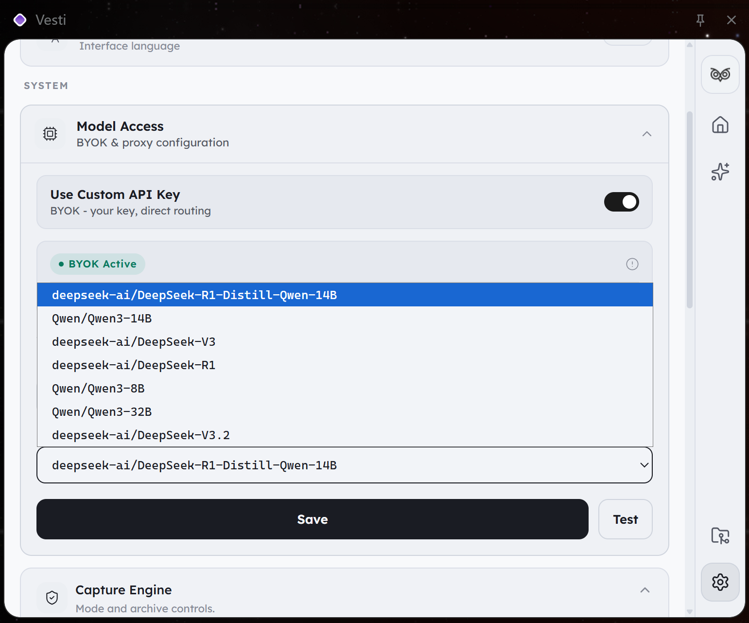 Custom BYOK Mode Settings