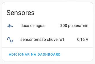 Sensores com medidas diferentes para fluxo de água e temperatura